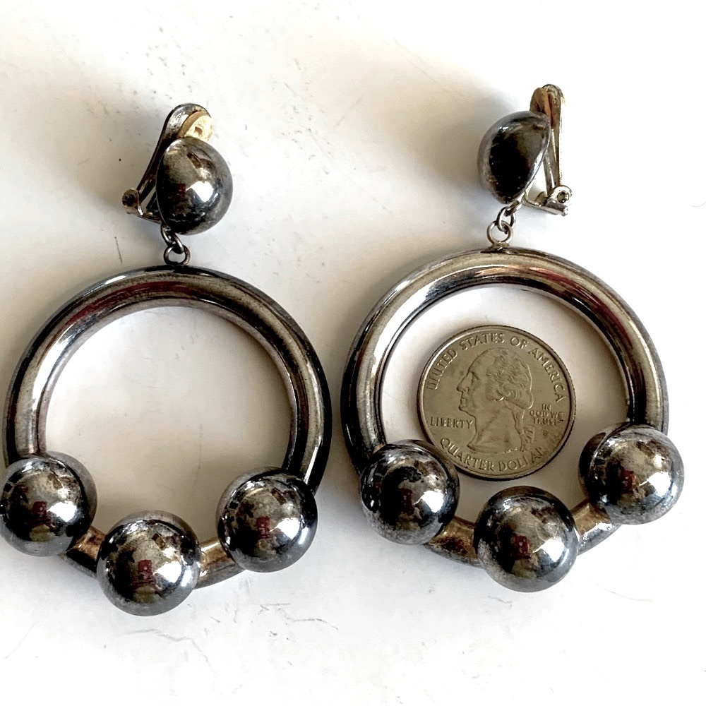 Sterling Silver Large Dangle Earrings - image 1